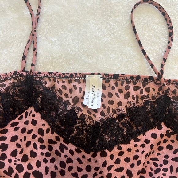 Now N Forever NWOT Pink and Black Lace Trim Slip Dress - Picture 6 of 7